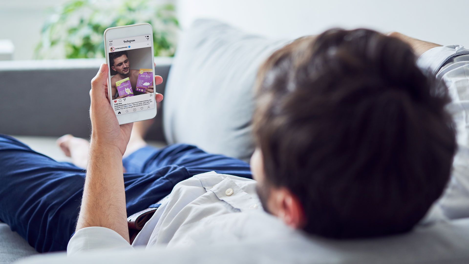 man viewing a celebrity endorsement on the Celebrity Secrets Instagram