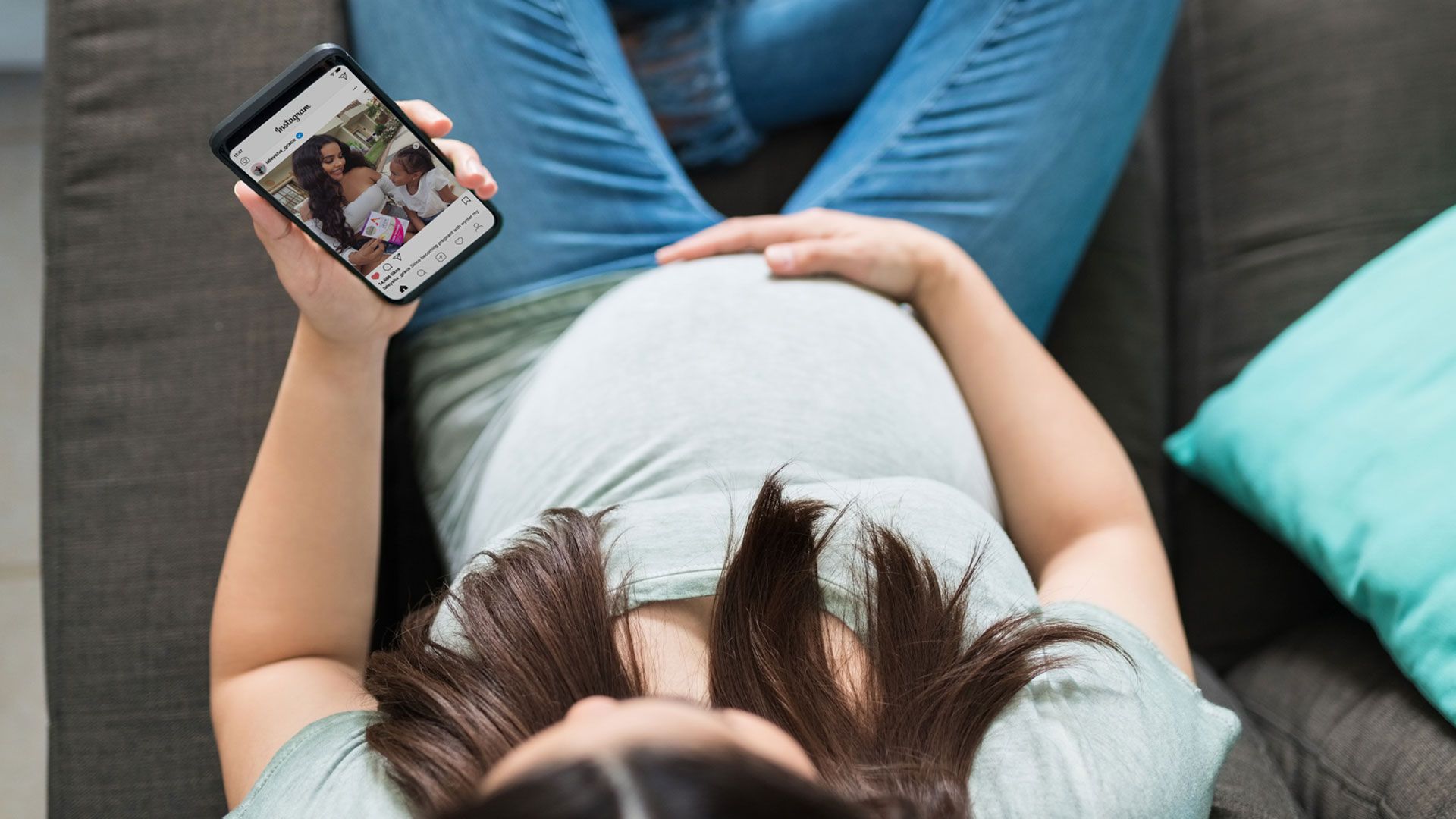 woman viewing a product endorsement on the Celebrity Secrets Instagram on mobile