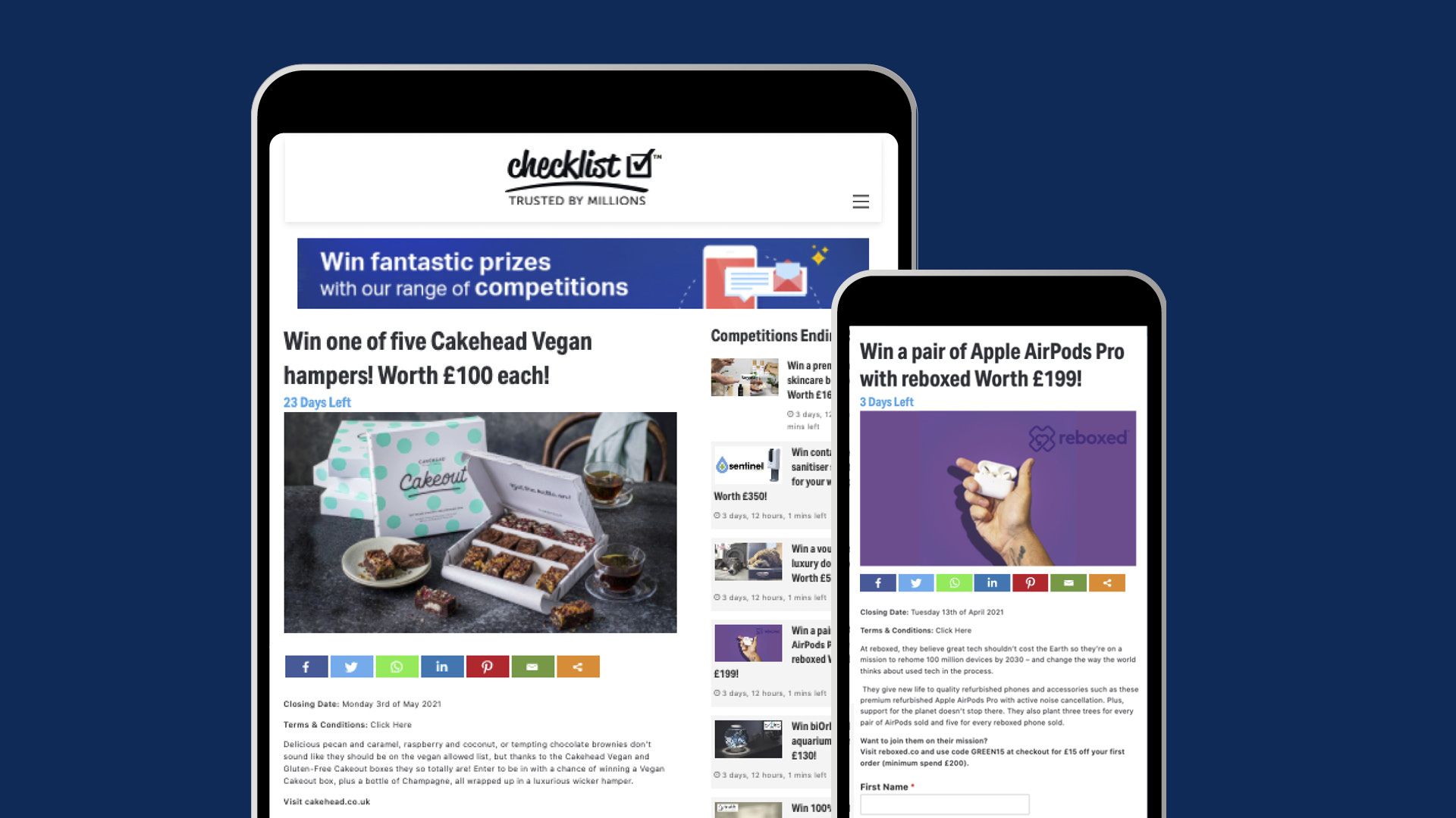 Competition page on the Checklist Website