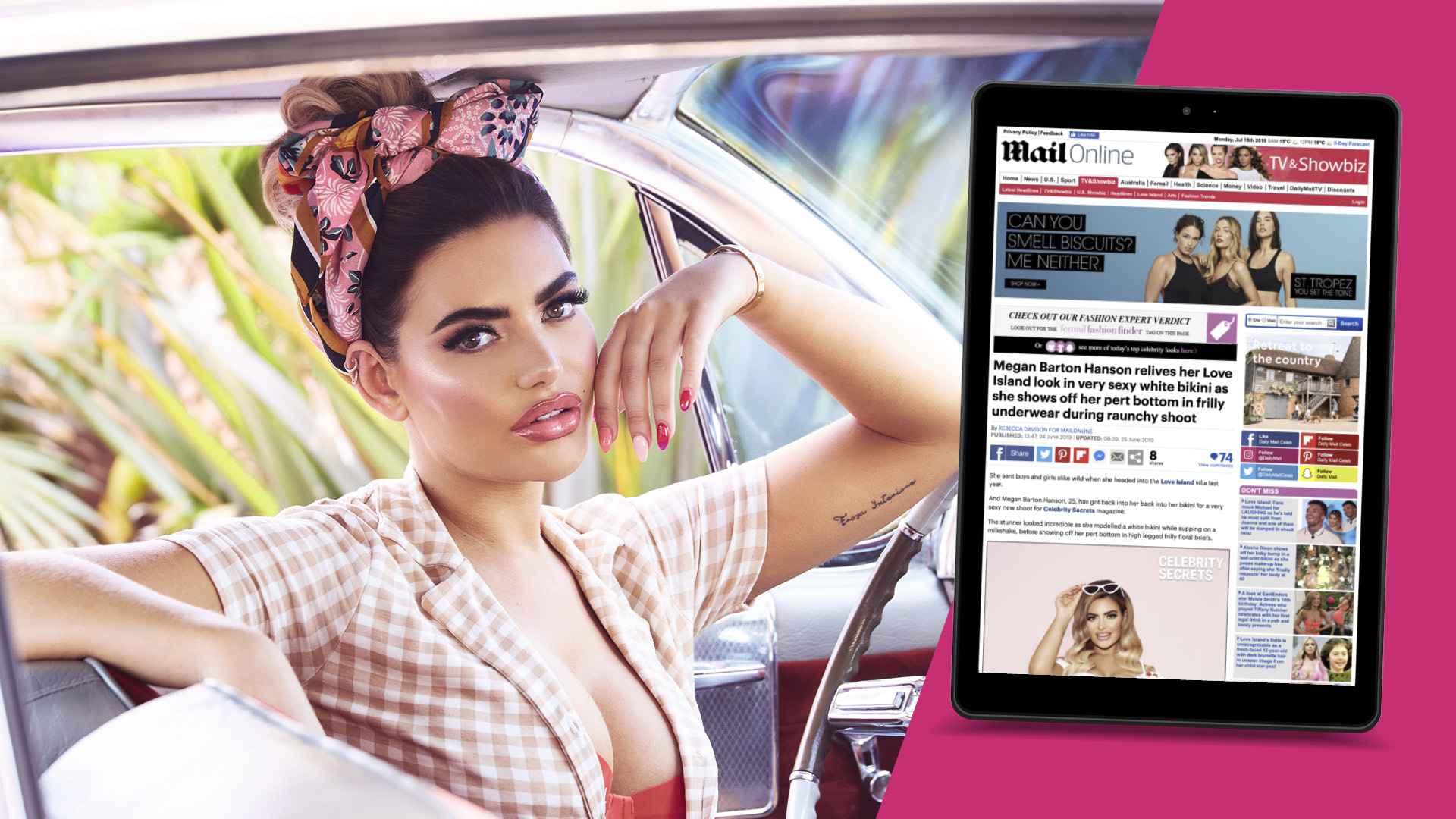 Megan Barton-Hanson’s Celebrity Secrets photoshoot and interview receives national press coverage